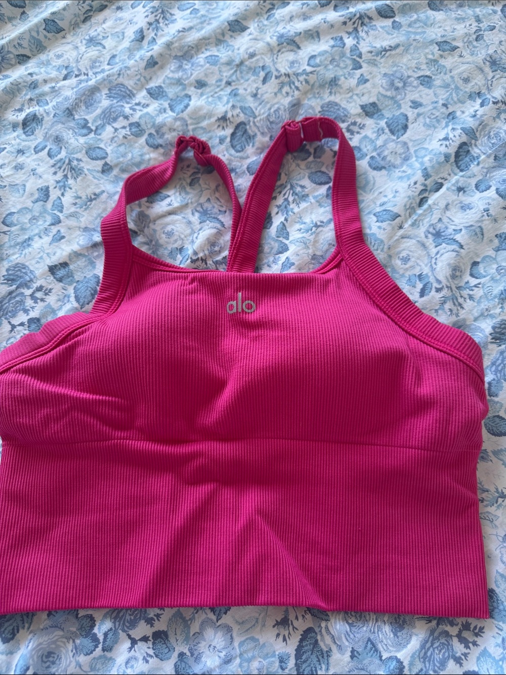 ALO Yoga Pink Ribbed Bra Tank